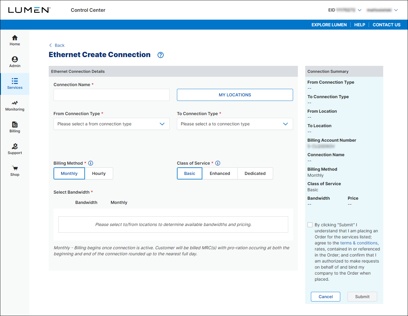 Ethernet Create Connection