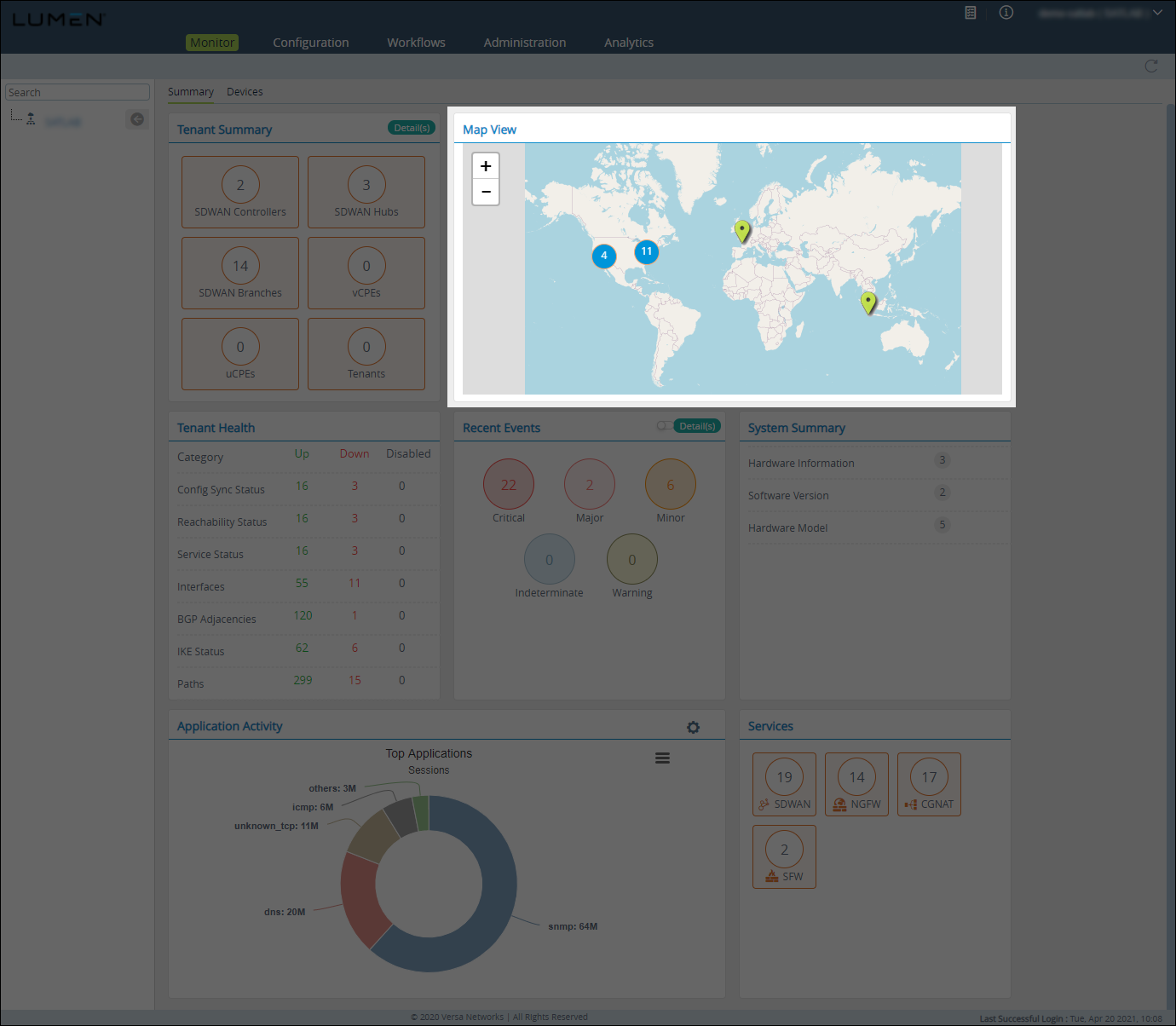 Monitor tab (showing Map View tile)