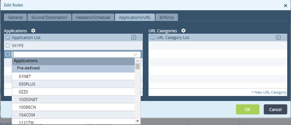 voice traffic use case edit rules applications url tab applications list