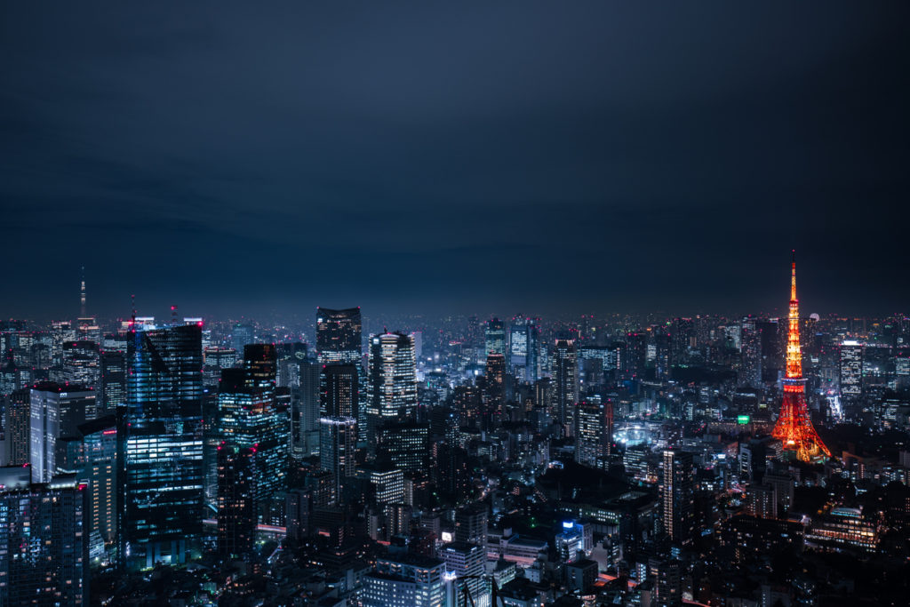 beautiful night scene of  tokyo skyline