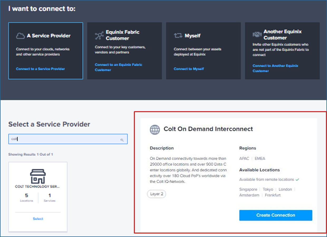 Connect to Equinix Fabric