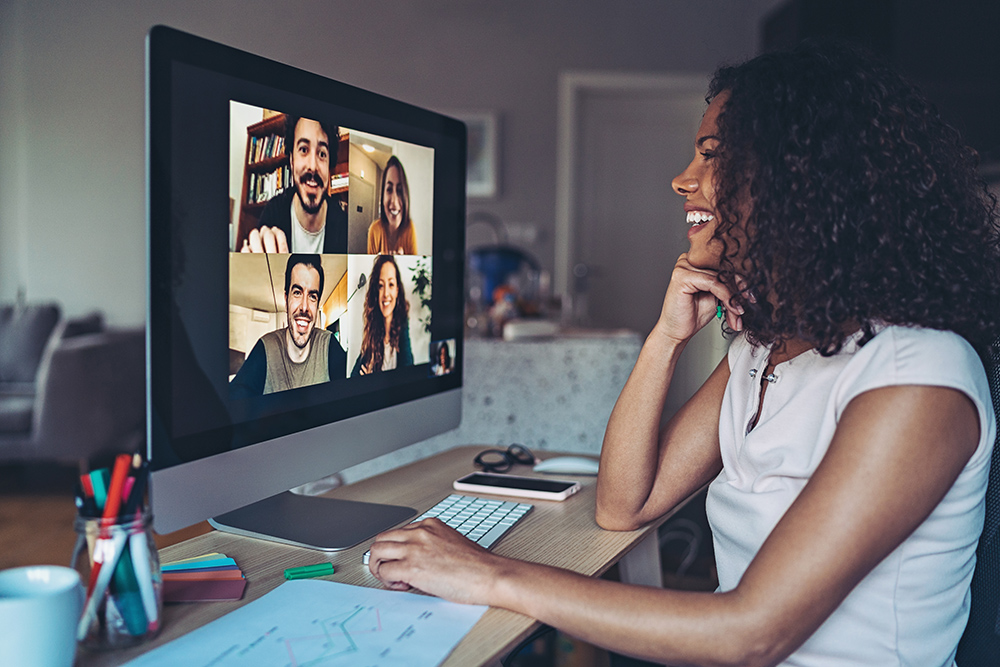 Group of people having a video conference