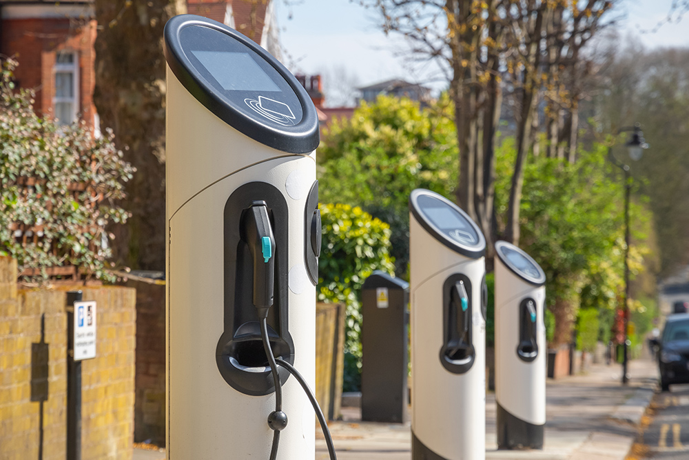 Electric car charging station around Crouch End area on London street