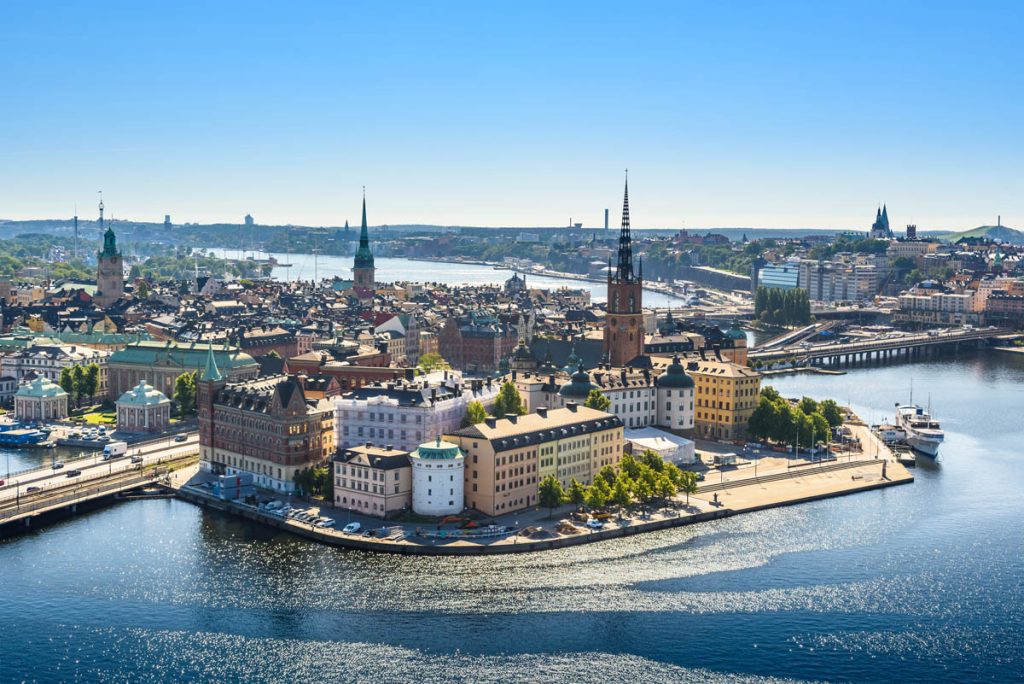 Scenic view of the Old Town or Gamla Stan in Stockholm, Sweden