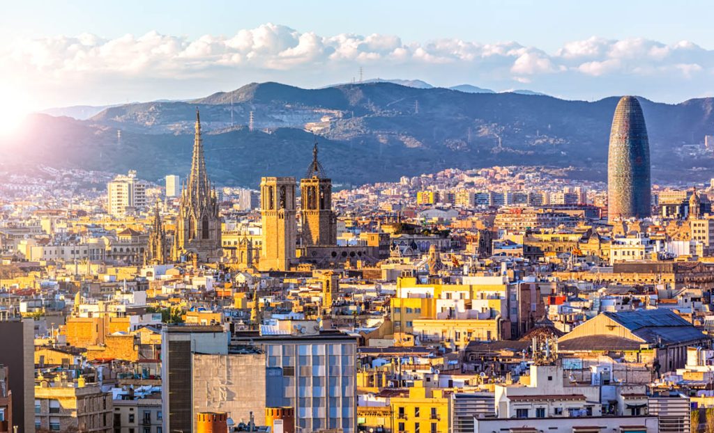 Skyline Barcelona at sunset