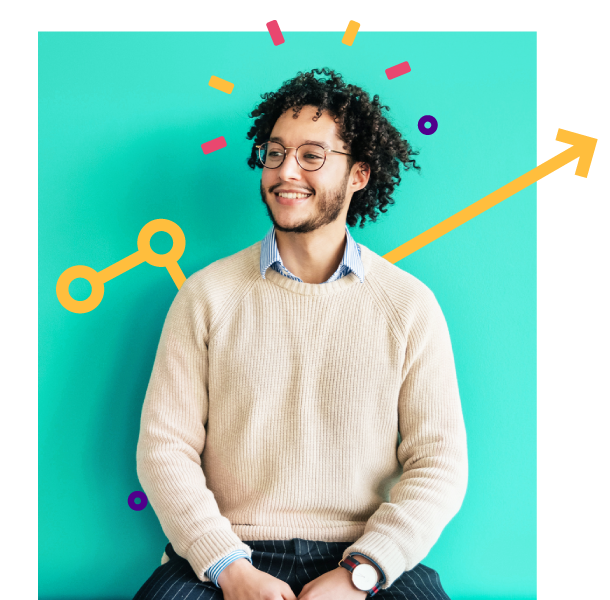 Careers-Image-01 Young man seated smiling with lines around his head